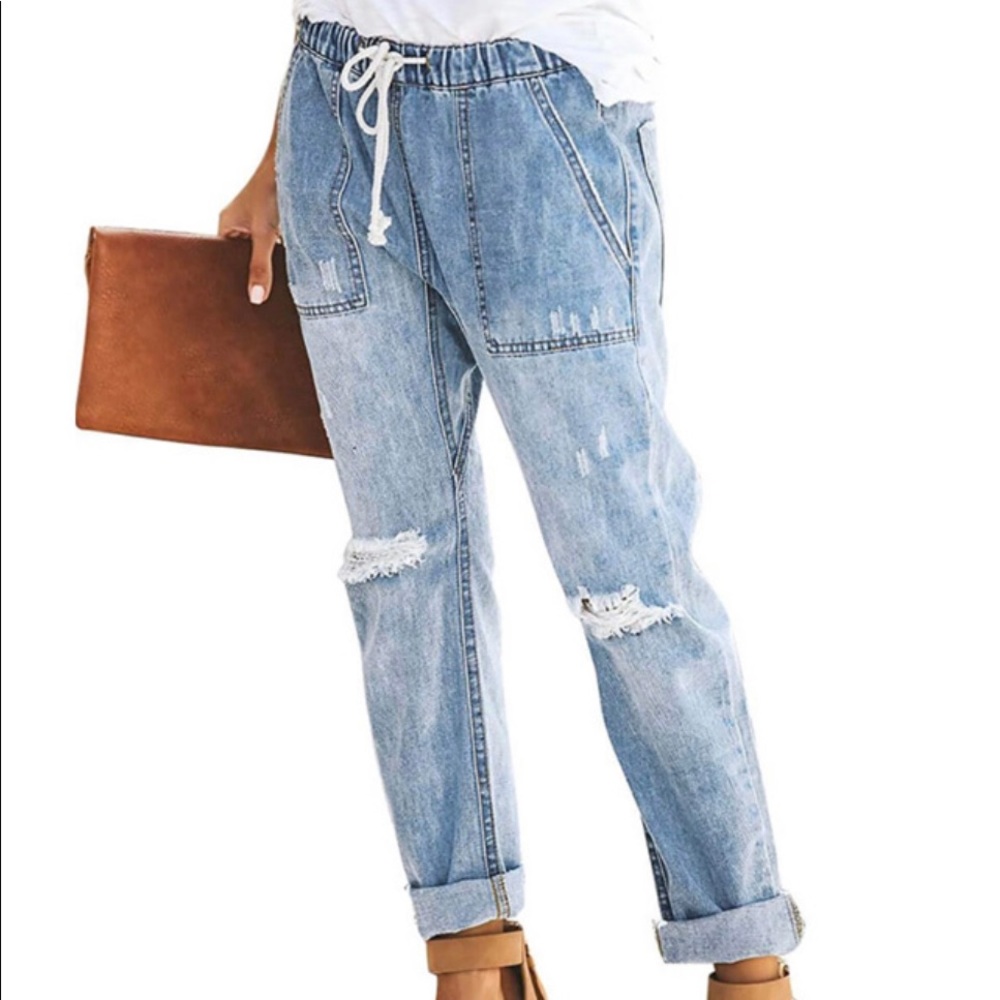 NEW Drawstring Boyfriend Jeans